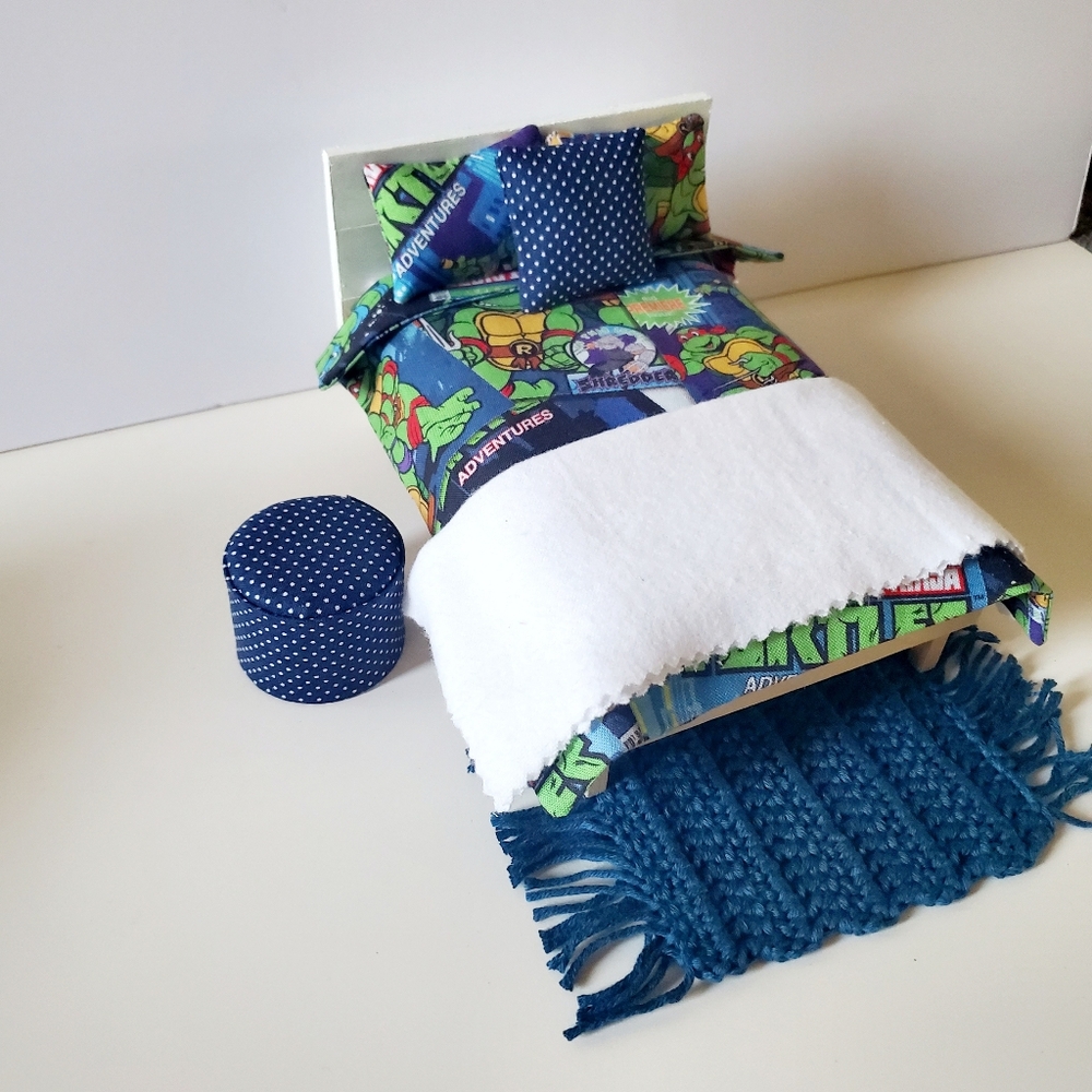 Miniature Dollhouse 1:12 Scale Ninja Turtles Bedding Set